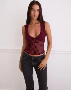 Lihat Top in Botanical Flock Flower Maroon