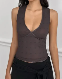 Lihat Top in Mesh Rustic Polka Brown