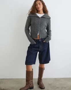 Lilena Zip Jumper in Knit Dark Shadow