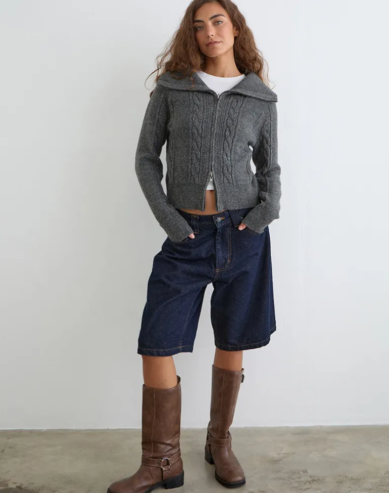 Lilena Zip Jumper in Knit Dark Shadow