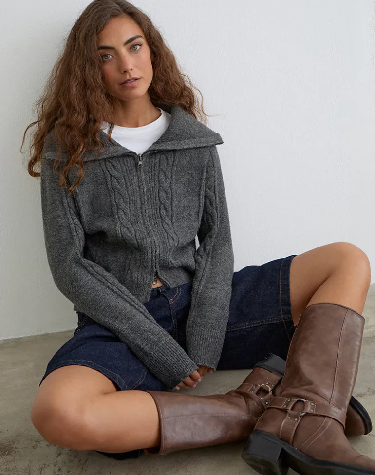 Lilena Zip Jumper in Knit Dark Shadow