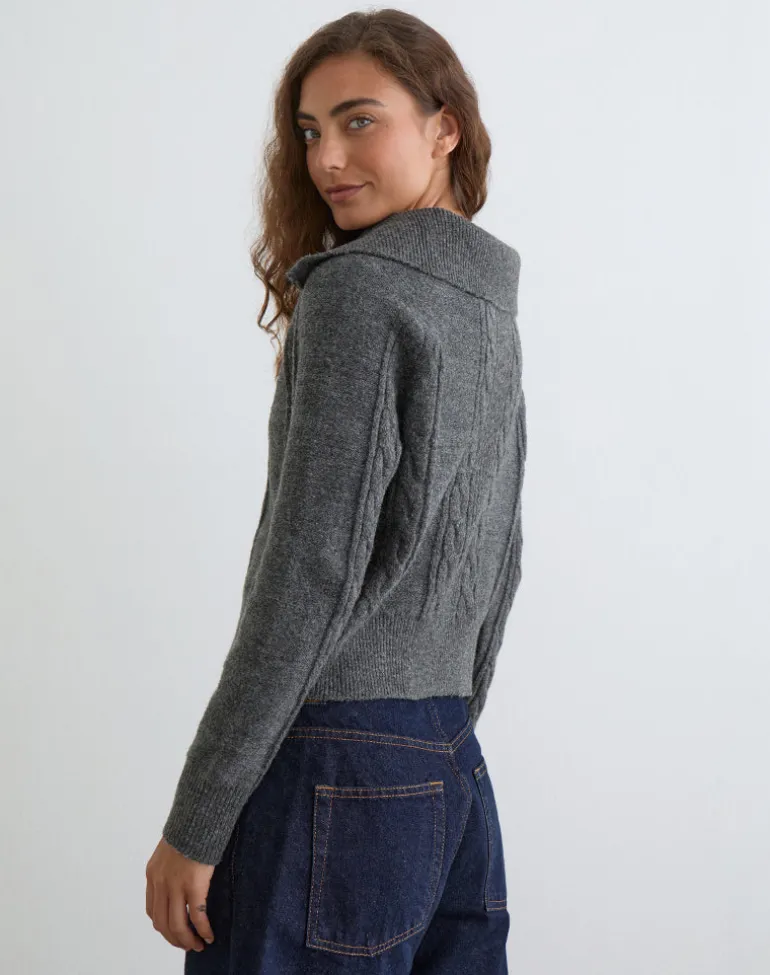 Lilena Zip Jumper in Knit Dark Shadow