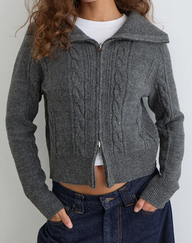 Lilena Zip Jumper in Knit Dark Shadow