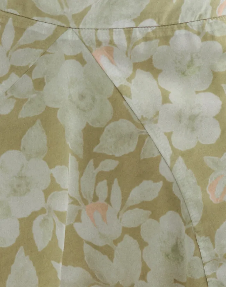 Limina Drape Mini Skirt in Pale Flower Green