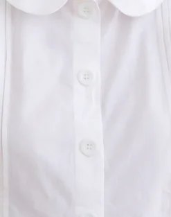Linde Blouse with Peplum Hem in Poplin White