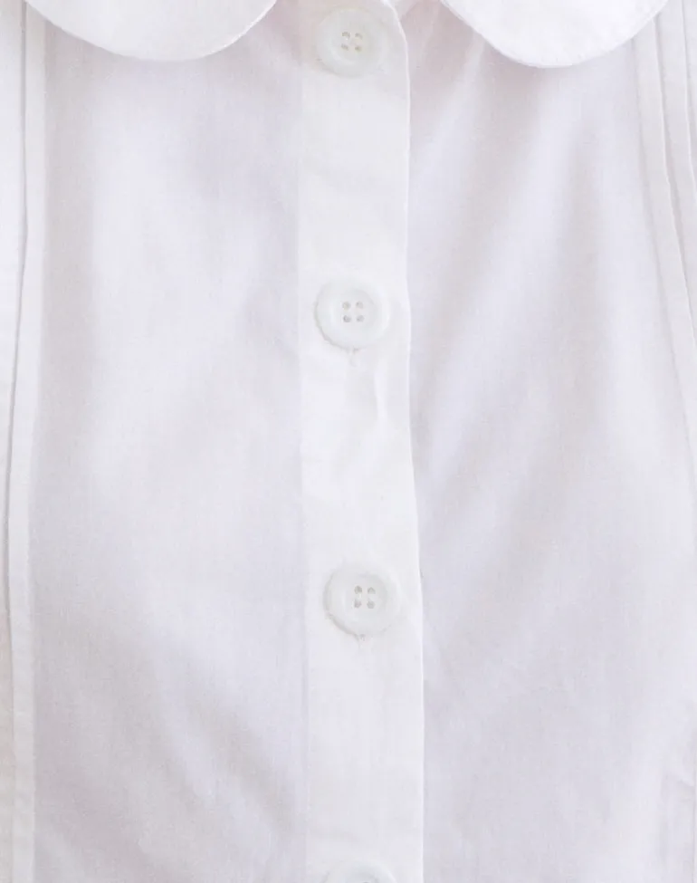 Linde Blouse with Peplum Hem in Poplin White