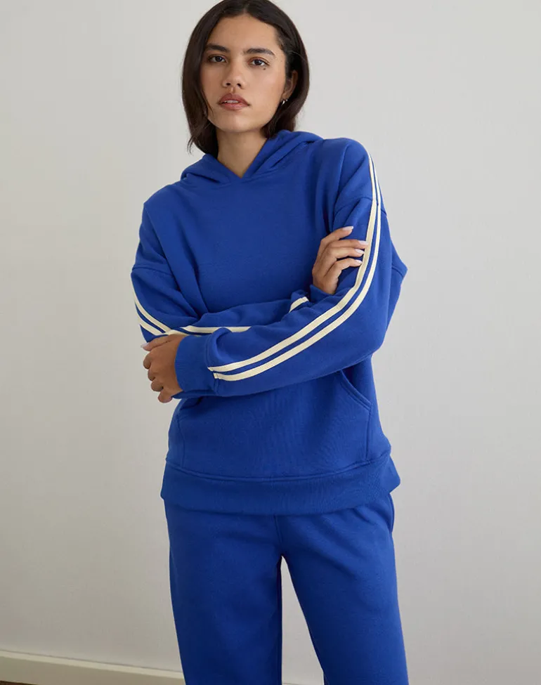 Lingwu Hoodie in Cobalt Blue with Buttermilk Binding