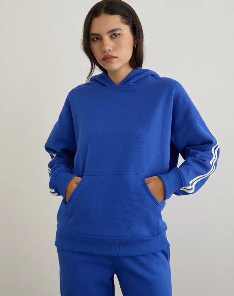 Lingwu Hoodie in Cobalt Blue with Buttermilk Binding