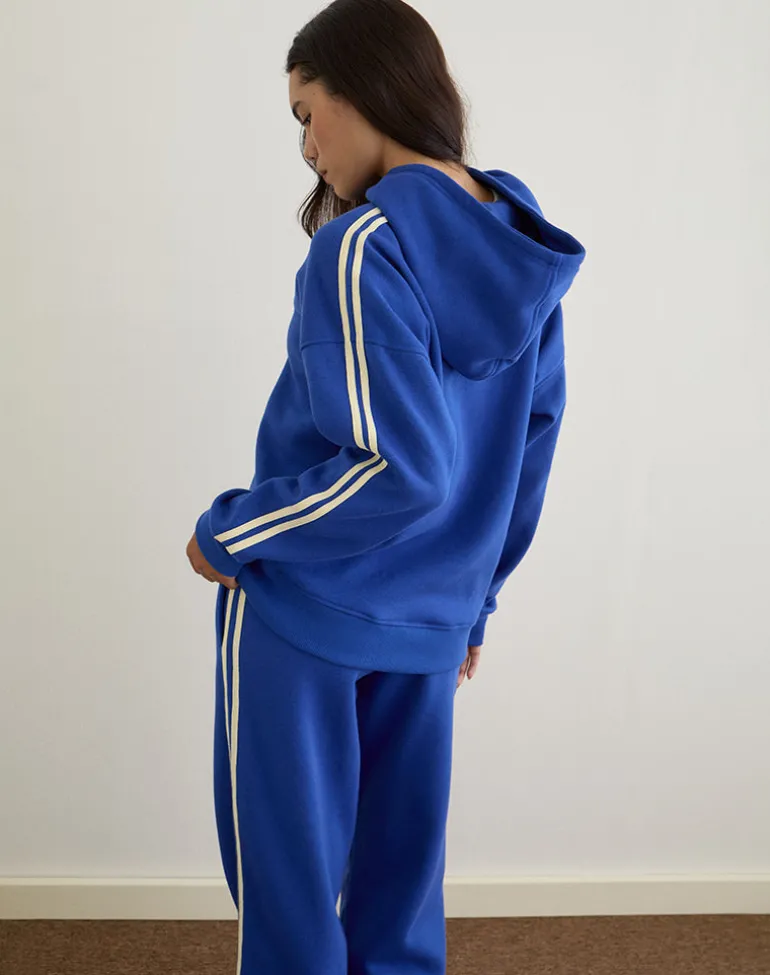 Lingwu Hoodie in Cobalt Blue with Buttermilk Binding