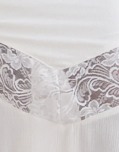 Linus Midi Skirt with Lace Panel in Crinkle Off White