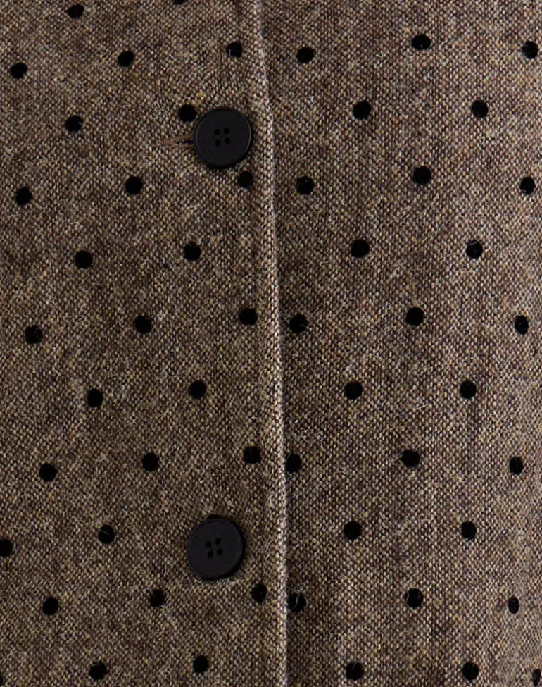 Lirena Longline Coat in Polka Brown