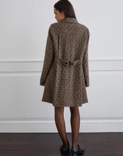 Lirena Longline Coat in Polka Brown