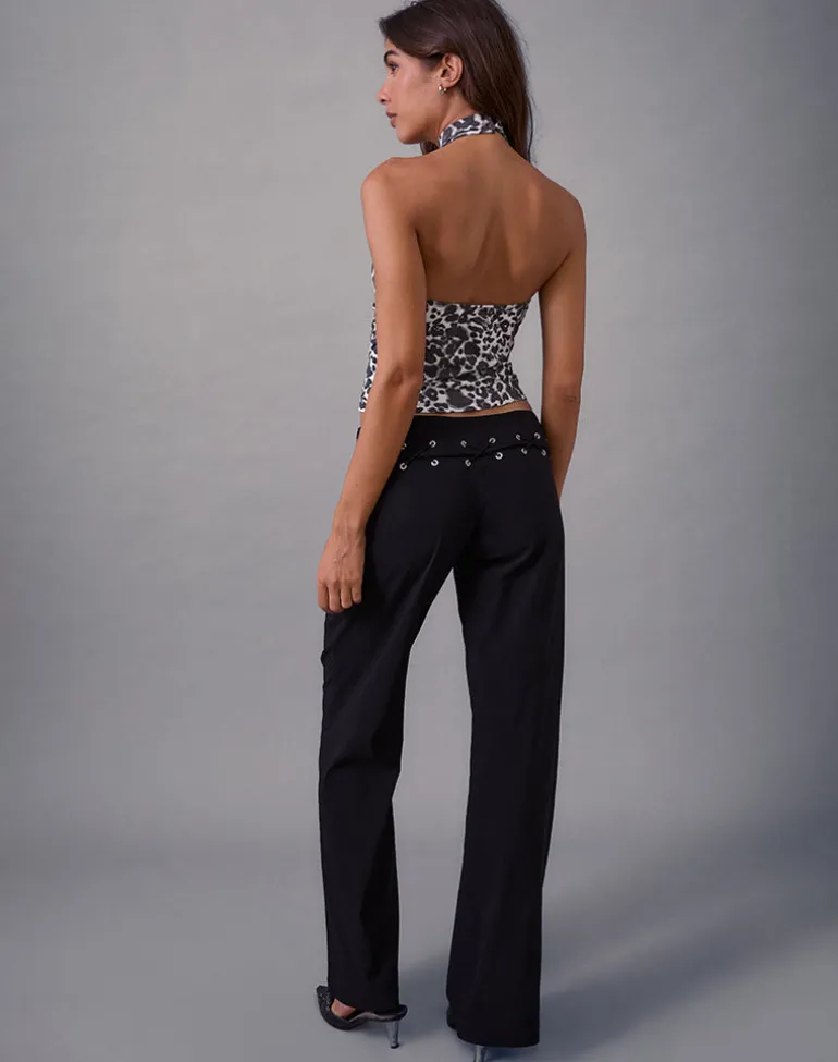 Lirina Lace Up Trouser in Tailoring Black