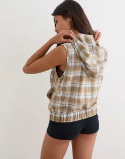 Lirren Hooded Top in Tailoring Check Brown