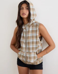 Lirren Hooded Top in Tailoring Check Brown
