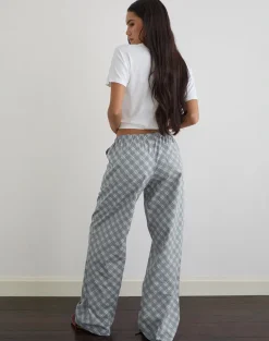Lirura Trouser in Poplin Oblique Check Grey