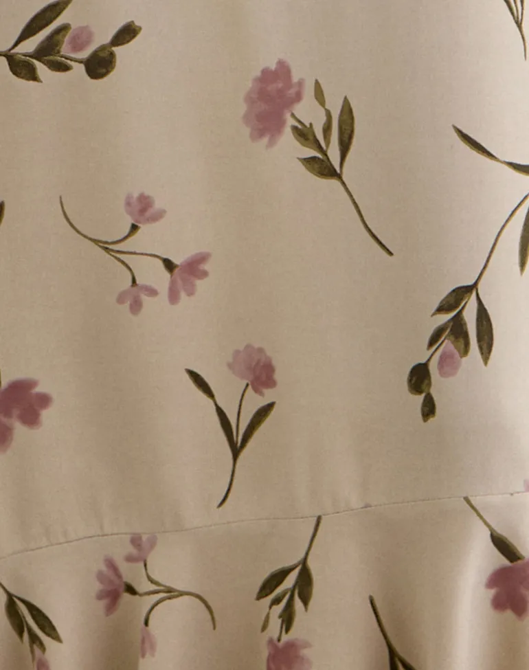 Lisandy Midi Dress in Bloom Leafy Taupe