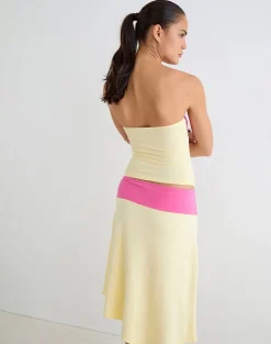 Liv Top in Rayon Jersey Lemon Yellow and Deep Pink