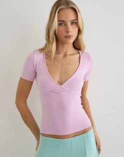 Lobos Crossover Top in Rayon Jersey Lavender