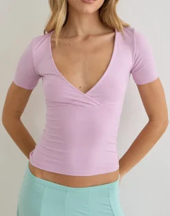 Lobos Crossover Top in Rayon Jersey Lavender