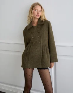 Locarti Coat in Herringbone Olive