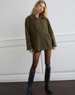 Locarti Coat in Herringbone Olive