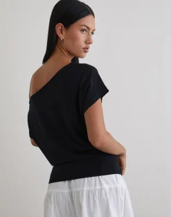 Lola Tie Waist Top in Rayon Jersey Black