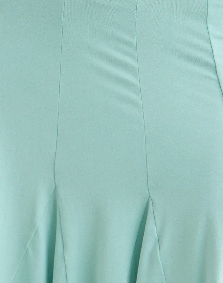 Lones Godet Midi Skirt in Rayon Jersey Aqua