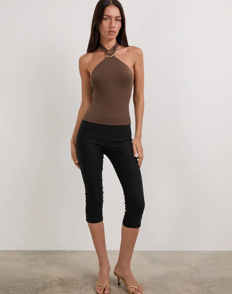 Lorie Halter Top in Cupro Bitter Chocolate