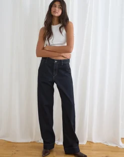 Low Rise Cinch Twisted Seam Jean in Indigo