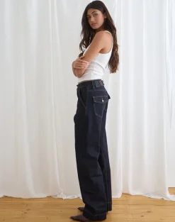 Low Rise Cinch Twisted Seam Jean in Indigo