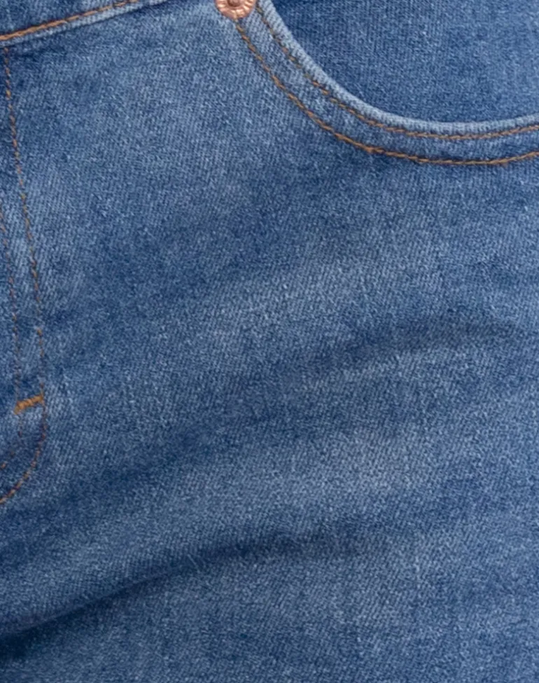 Low Rise Denim Hot Pants in Bay Blue