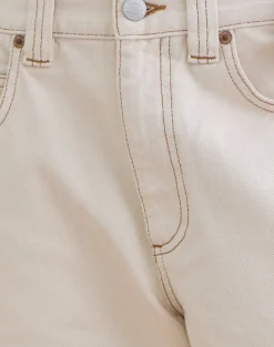 Low Rise Denim Skater Short in Off White