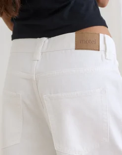 Low Rise Denim Skater Short in True White