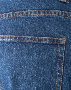 Low Rise Denim Skater Short in Core Blue Stone