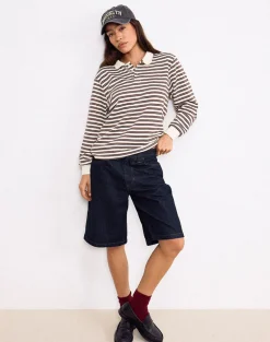 Low Rise Denim Skater Short in Indigo