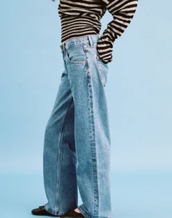 Low Rise Parallel Jeans in Blue Stone