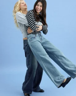 Low Rise Parallel Jeans in Blue Stone