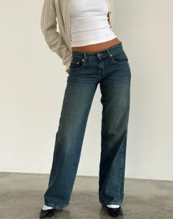 Low Rise Parallel Jeans in Bright Blue