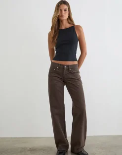 Low Rise Parallel Jeans in Dark Chocolate