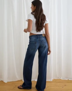 Low Rise Parallel Jeans in Dark Blue