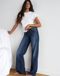 Low Rise Parallel Jeans in Dark Blue