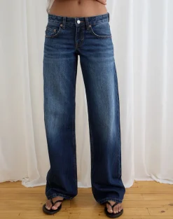 Low Rise Parallel Jeans in Dark Blue