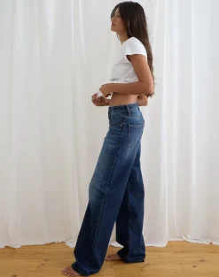 Low Rise Parallel Jeans in Dark Blue