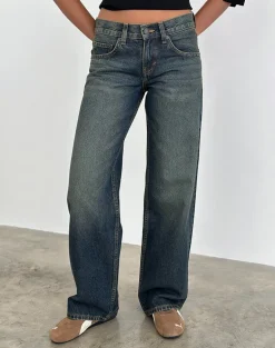 Low Rise Parallel Jeans in Dirty Green