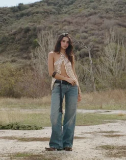 Low Rise Parallel Jeans in Extreme Blue Green