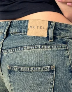 Low Rise Parallel Jeans in Extreme Blue Green
