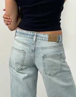 Low Rise Parallel Jeans In Extreme Light Wash Blue