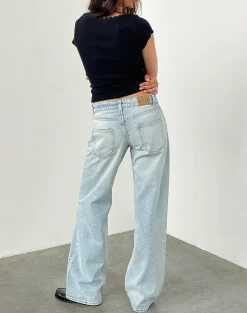 Low Rise Parallel Jeans In Extreme Light Wash Blue