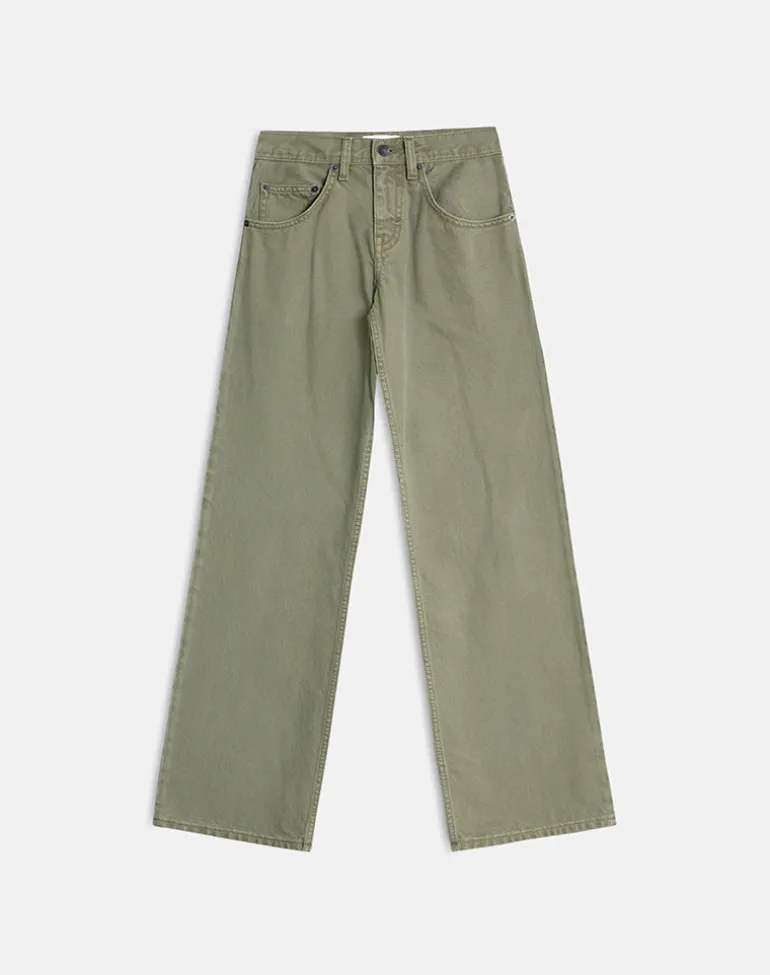 Low Rise Parallel Jeans in Fern Green